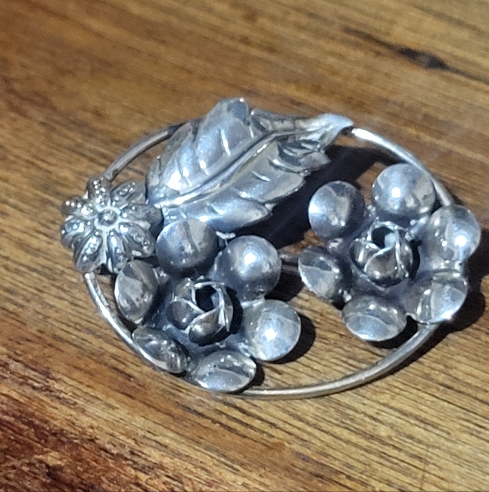 Sterling Silver~ Floral Brooch~ Hand Made by LANG